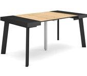 Mesa Consola extensible 160 Para 8 comensales Patas de madera Negro y roble