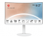 monitor msi modern md271cpw 27  fhd, 1920x1080,  75hz, 4ms, curvo, altavoces , hdmi, dp, blanco