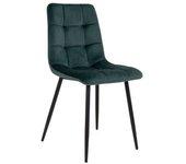 Silla De Comedor De Terciopelo Verde Oscuro Con Pies Negros