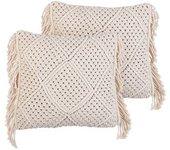 Conjunto de 2 cojines de macramé de algodón beige 45 x 45 cm BELIANI Besham