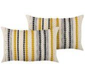 Conjunto de 2 cojines de algodón beige claro/amarillo/negro 40 x 60 cm BELIANI Ardisia