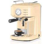 Retro Cafetera Express, Cappucino, 15 Bares, Depósito Leche 0,5l, Vaporizador, 1,7l, Vintage Crema 1200w Swan Sk22150cn