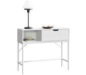 Mesa Consola De Metal Y Mdf Tranemo 92 X 30 X 80 Cm Blanco [en.casa]