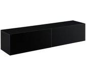 Mueble De Tv De Pared Evaton Aglomerado 140 X 33 X 30 Cm Negro Alto Brillo [en.casa]