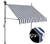 Toldo manual retráctil con led azul y blanco 200 cm