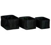 Andrea House Ba70169 Set De 3 Cestas Para El Cuarto De Baño De Tela Negra