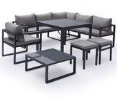 Conjunto De Jardín Ajustable Ibiza Lona Gris 7 Plazas - Aluminio Antracita