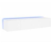 Muebles de TV de pared con luces LED 2 uds blanco 80x35x31 cm