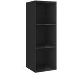 Mueble de TV negro brillante 37x37x107 cm de madera multicapa