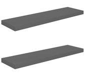 2 piezas de estantes de pared de MDF gris pulido 90x23,5x3,8 cm