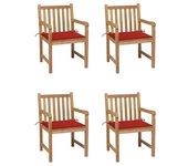 Conjunto 4 Silla de exterior VIDAXL Rojo Madera (58x60x90 cm)