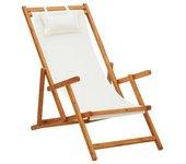 Silla de playa VIDAXL Crema Tela (60x127x95 cm)