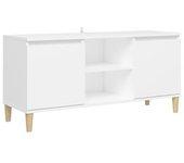 Mueble de tv con patas de madera maciza blanco 103,5x35x50 cm