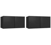 Mueble TV colgante 2 piezas negro 60x30x30cm