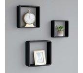 3 piezas de MDF negro Cubo de pared Racks