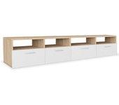 Mueble TV 2 piezas de madera multicapa 95x35x36 cm roble y blanco