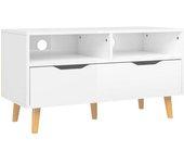 Soporte para TV blanco pulido 90x40x48,5 cm madera multicapa