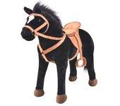 vidaXL Caballo De Juguete De Pie De Peluche Negro