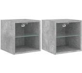 Pack De 2 Muebles De Tv Vedda De Pared Con Luces Led Gris 30X28,5X30 Cm