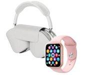 Pack Smartwatch 9 Max + Auriculares Pro Rosa/Blanco