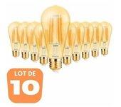 Conjunto de 10 bombillas LED ST64 Filamento 6W E27 2200K Dimmable