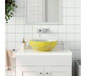 MAISON EXCLUSIVE Lavabo sobre encimera redondo cerámica blanco amarillo Φ41x14cm