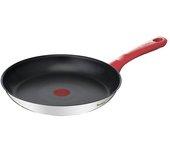 Sartén Antiadherente De Inducción De Acero Inoxidable Tefal Edition Roja (20~30cm) Lavavajillas Apto para horno Sin PFOA Plata