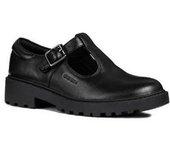 Geox Girls J Casey G. E Leather School Shoe 1 UK negro