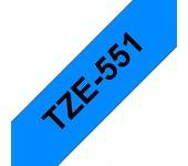 Cinta laminada Compatible Brother Tze551 Texto Negro / Fondo Azul 24Mm X 8M