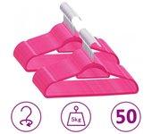 50 Pcs Anti-Slip Pink Velvet Coat Hanger Set