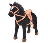 vidaXL Caballo de juguete de pie de peluche negro