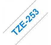 Cinta laminada Compatible Brother Tze253 Texto Azul / Fondo Blanco 24Mm X 8M