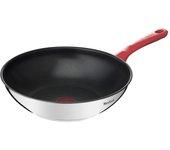 Sartén wok antiadherente de inducción de acero inoxidable rojo Tefal Edition (28cm) Lavavajillas Apto para horno Sin PFOA Plata