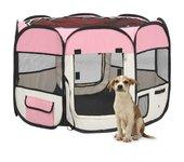 vidaXL Parque de perros plegable bolsa de transporte rosa 90x90x58 cm