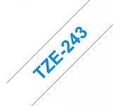 Cinta laminada Compatible Brother Tze243 Texto Azul / Fondo Blanco 18Mm X 8M