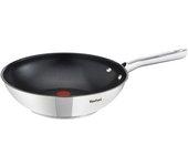 Sartén wok de inducción de acero inoxidable Tefal Duetto (28cm) Apto para lavavajillas Sin PFOA Plata