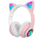 Auriculares orejas de gato bluetooth rosa