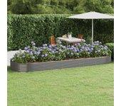 vidaXL Jardinera arriate acero recubrimiento polvo gris 450x140x36 cm