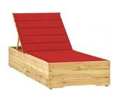 Tumbona VIDAXL Rojo Madera (198 x 68x(28-75) cm )