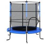 Juego de trampolín con red de seguridad redonda 140x160 cm Azul