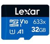 Lexar 32gb high-performance 633x microsdhc uhs-i, up to 100mb/s read 20mb/s write c10 a1 v10 u1