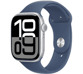 Apple Watch Series 10 GPS 46mm Caja Aluminio Plata con Correa Deportiva Azul Denim M/L