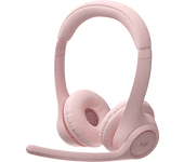 Auriculares inalámbricos - Logitech Zone 300, Bluetooth, Micrófonos (volteable) con cancelación de ruido, Hasta 20h batería, Multidispositivo, Rosa