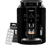 Cafetera superautomática - Krups Roma EA81K870, 1450 W, 15 bar, 1.7 L, 3 temperaturas, 2 tazas, Sistema Thermoblock, Kit de limpieza incluido, Negro