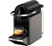 Cafetera de cápsulas - Krups Pixie Redesign Titan XN306T10, 1260 W, 19 Bar, 0.7 L, 2 Opciones café, Apagado automático, Titán