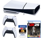 Consola - Sony PlayStation 5 Slim Standard, 1 TB SSD, 4K, 2 mandos, Chasis D, Blanco + Juego NBA 2K25 Cupón 10.000 VC