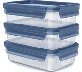 Tupper - Tefal N1171718, Pack de 3, Rectangular, 0.8 l, Transparente