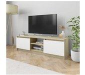 Mueble TV Sonoma roble blanco 120x30x35,5 cm de madera multicapa