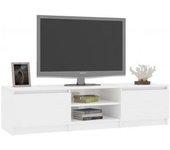 Mueble TV blanco pulido 140x40x35,5 cm de madera multicapa