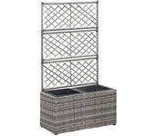 2 pines cama elevada 58x30x107cm Polyrattan gris